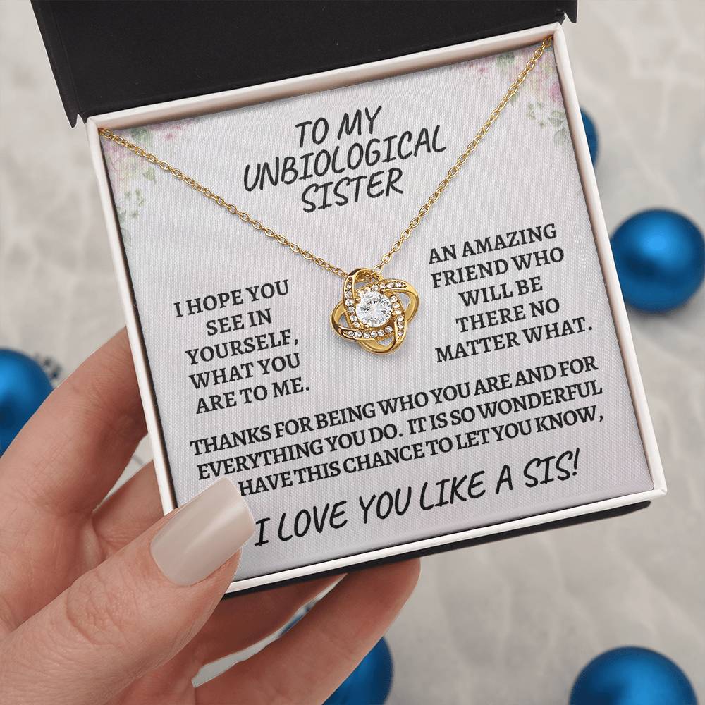 Unbiological sister / love knot necklace