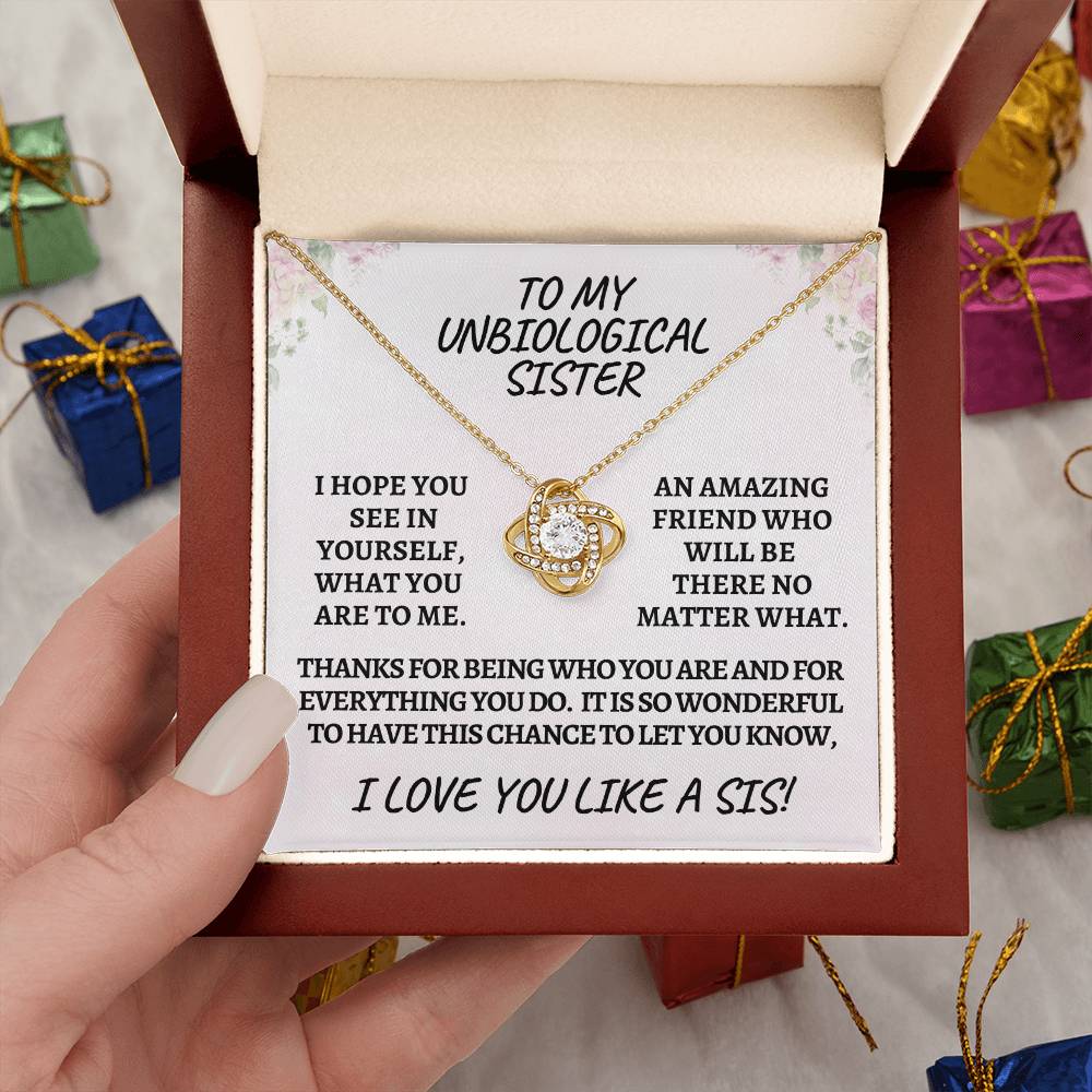 Unbiological sister / love knot necklace