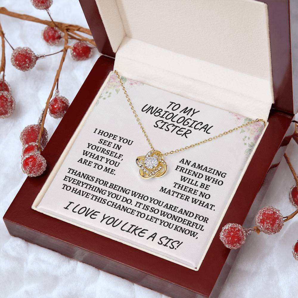 Unbiological sister / love knot necklace