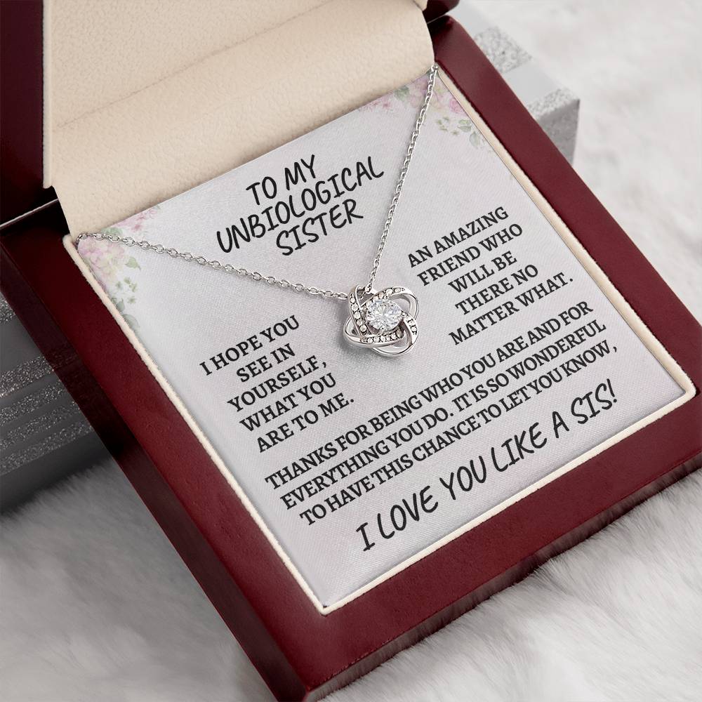 Unbiological sister / love knot necklace