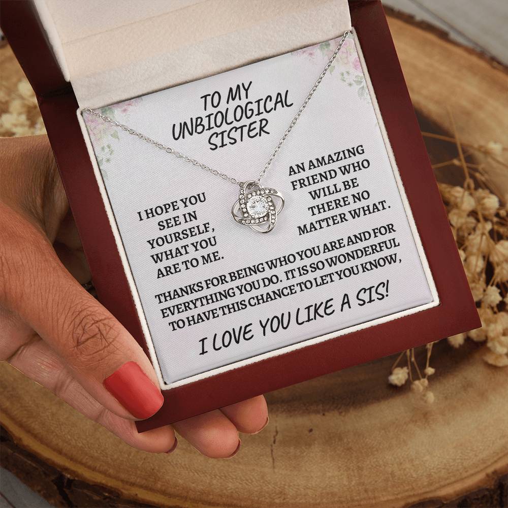 Unbiological sister / love knot necklace