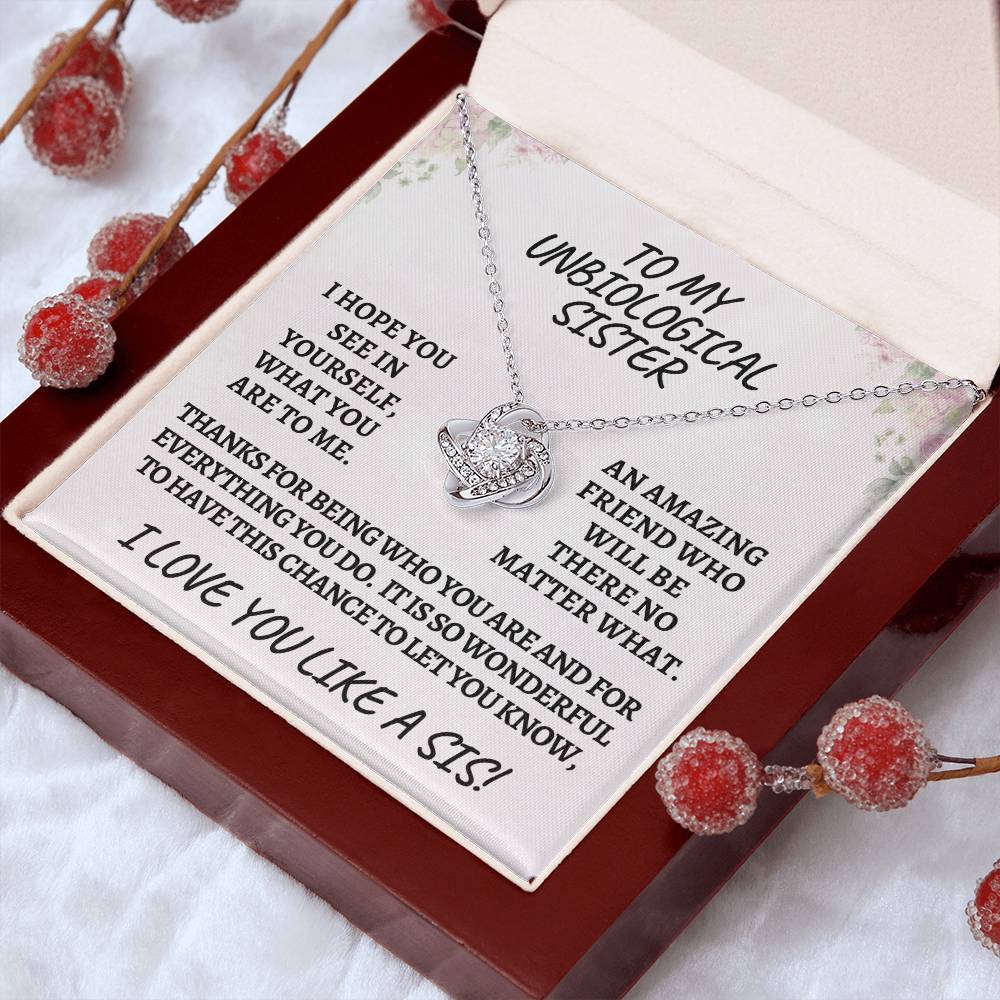Unbiological sister / love knot necklace